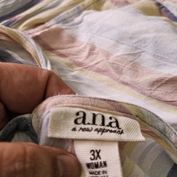 a.n.a Vneck Striped Tank top Pastel colors Size 3X - Picture 9 of 11